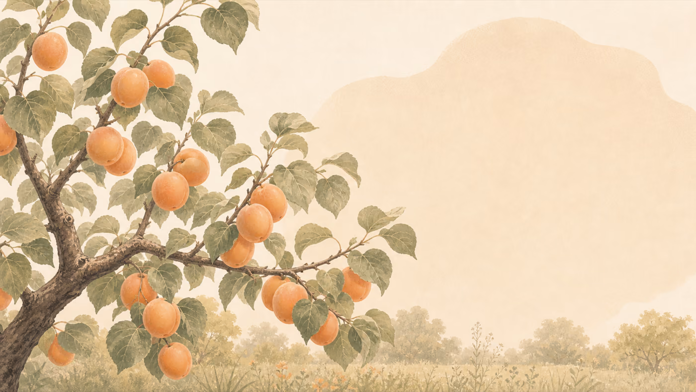 Aprikose – Habitus, Aquarell